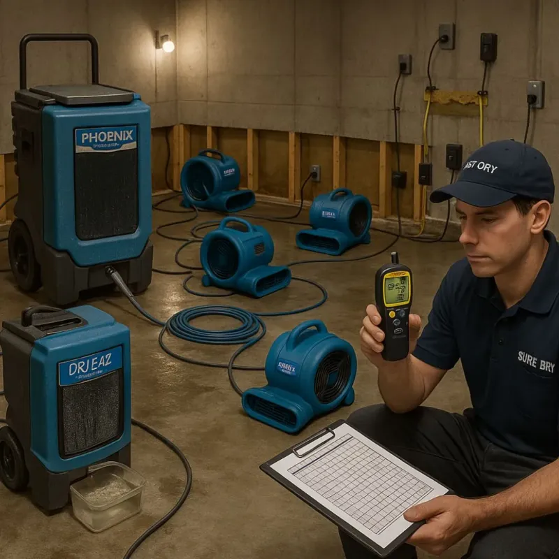 Structural Drying and Dehumidification process in Cortland, OH